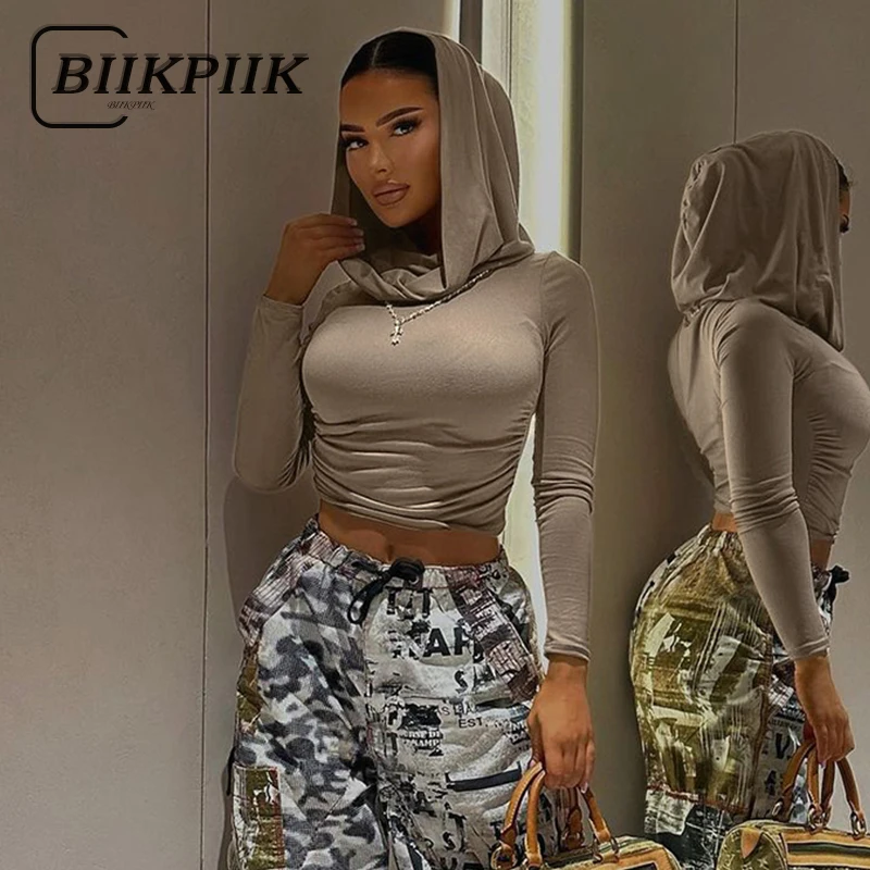 BIIKPIIK Solid Concise Crop Top Full Sleeve Casual Hooded Women T-shirts Skinny Autumn Fashion New Aesthetic Basic Hot Clothing
BIIKPIIK Solid Concise Crop Top Full Sleeve Casual Hooded Women T-shirts Skinny Autumn Fashion New Aesthetic Basic Hot Clothing