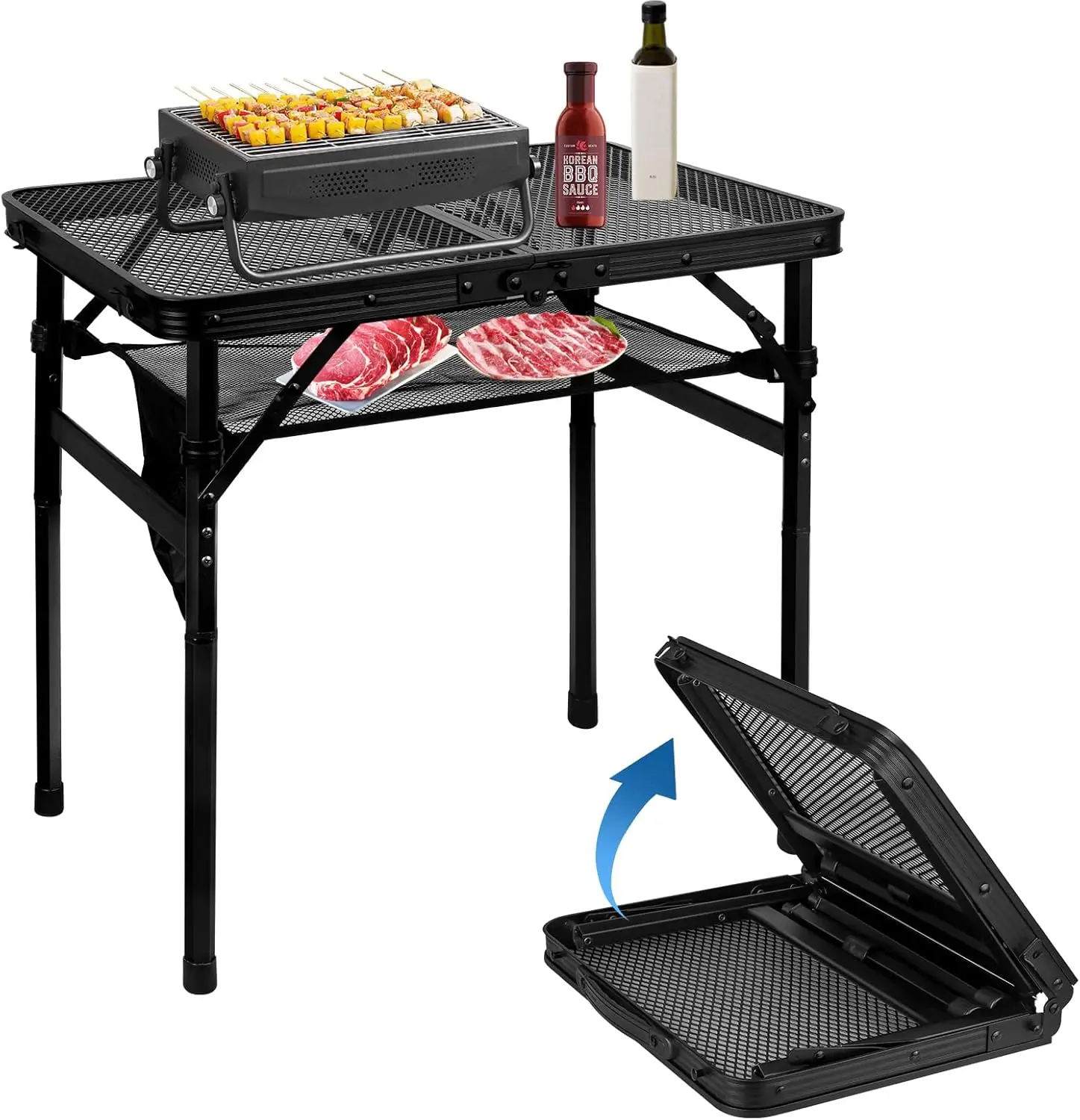 Folding Grill Table, Height Adjustable Aluminum Table with Mesh Desktop for Outdoor Camping, Picnic, BBQ, 23.6x15.7 inch
Folding Grill Table, Height Adjustable Aluminum Table with Mesh Desktop for Outdoor Camping, Picnic, BBQ, 23.6x15.7 inch