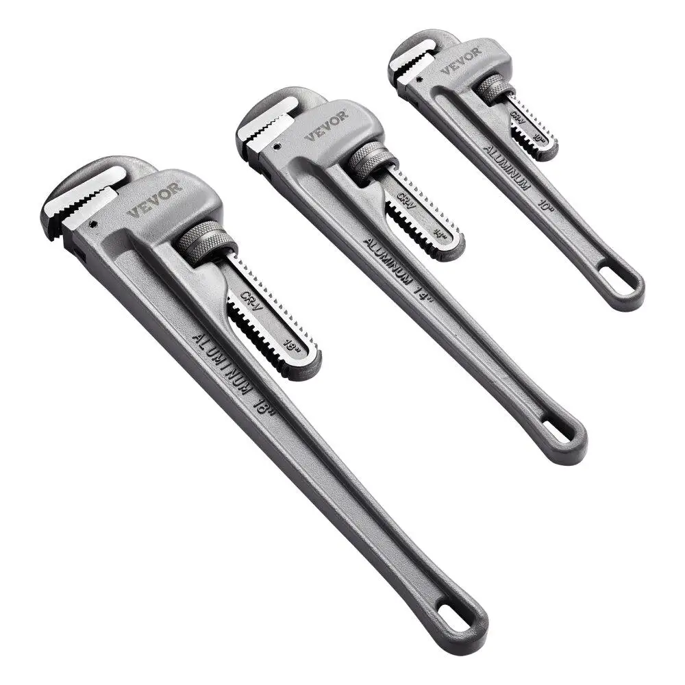 3-Piece Aluminum Pipe Wrench Set 10 14 18 Adjustable Plumbing Wrench High Strength Jaw Ergonomic Handle Hangable Design for
3-Piece Aluminum Pipe Wrench Set 10 14 18 Adjustable Plumbing Wrench High Strength Jaw Ergonomic Handle Hangable Design for