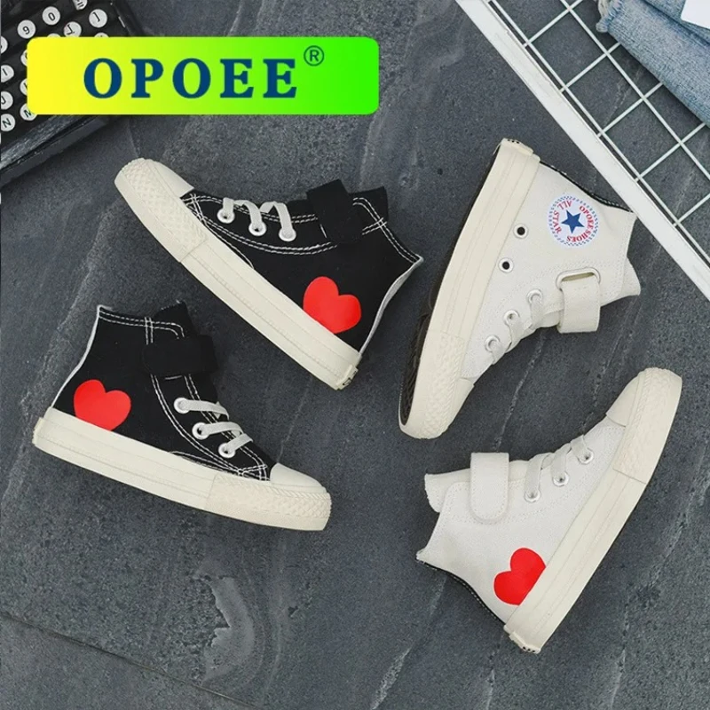 Children Spring Autumn Fashion Versatile Heart Canvas Shoes Boy Casual High Top Board Shoes Girls Antiskid Solid Color Kid Shoes
Children Spring Autumn Fashion Versatile Heart Canvas Shoes Boy Casual High Top Board Shoes Girls Antiskid Solid Color Kid Shoes