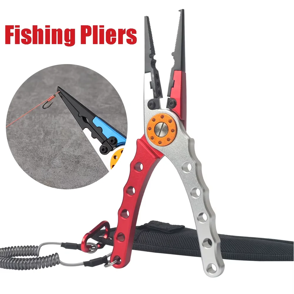 Fishing Pliers Muti-Professional Saltwater/Fresh Water Jaw Tungsten Carbide Cutter Hook Remover with Lanyard Durable Lightweight
Fishing Pliers Muti-Professional Saltwater/Fresh Water Jaw Tungsten Carbide Cutter Hook Remover with Lanyard Durable Lightweight