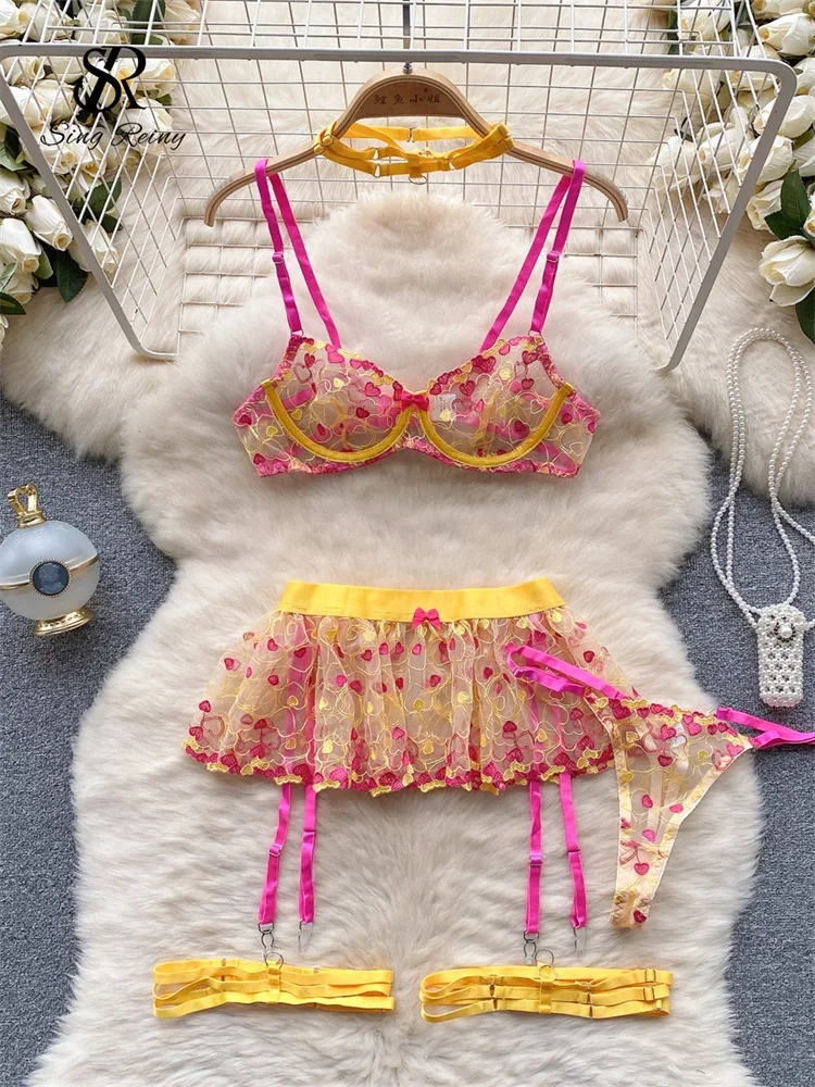 SINGREINY Sexuality Uniform Lace Underwear Suits Camis Straps Sheer Slim Sleepwear Women Embroidery Corset Erotic Lingerie Sets
SINGREINY Sexuality Uniform Lace Underwear Suits Camis Straps Sheer Slim Sleepwear Women Embroidery Corset Erotic Lingerie Sets