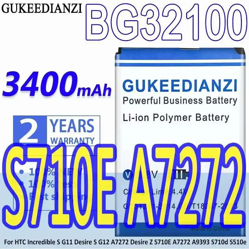 Mobile Phone Battery BG32100 3400Mah For Htc Incredible S G11 Desire G12 A7272 Z S710E A9393 S710d S510e
Mobile Phone Battery BG32100 3400Mah For Htc Incredible S G11 Desire G12 A7272 Z S710E A9393 S710d S510e