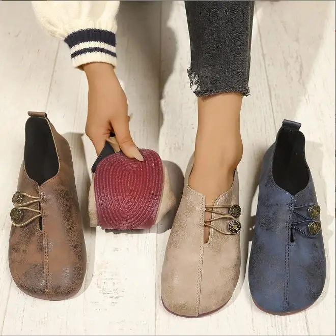 Comfortable Soft Sole Round Toe Flats Shoes for Women - Buckle Decorated, Solid Color, Casual, Breathable, Easy Slip-On Design
Comfortable Soft Sole Round Toe Flats Shoes for Women - Buckle Decorated, Solid Color, Casual, Breathable, Easy Slip-On Design