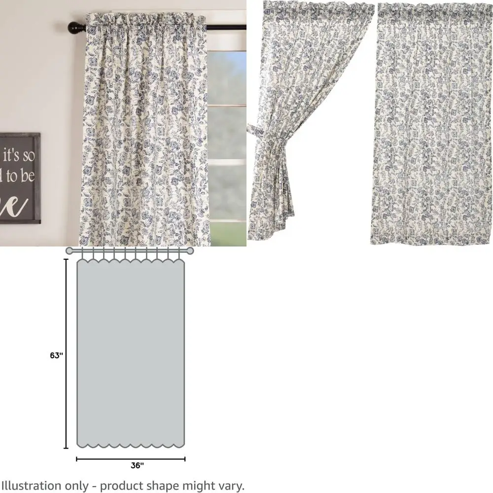 Vintage Blue Floral 63 Curtains, Pair, Cream & Blue, Farmhouse Cottage Style
Vintage Blue Floral 63 Curtains, Pair, Cream & Blue, Farmhouse Cottage Style