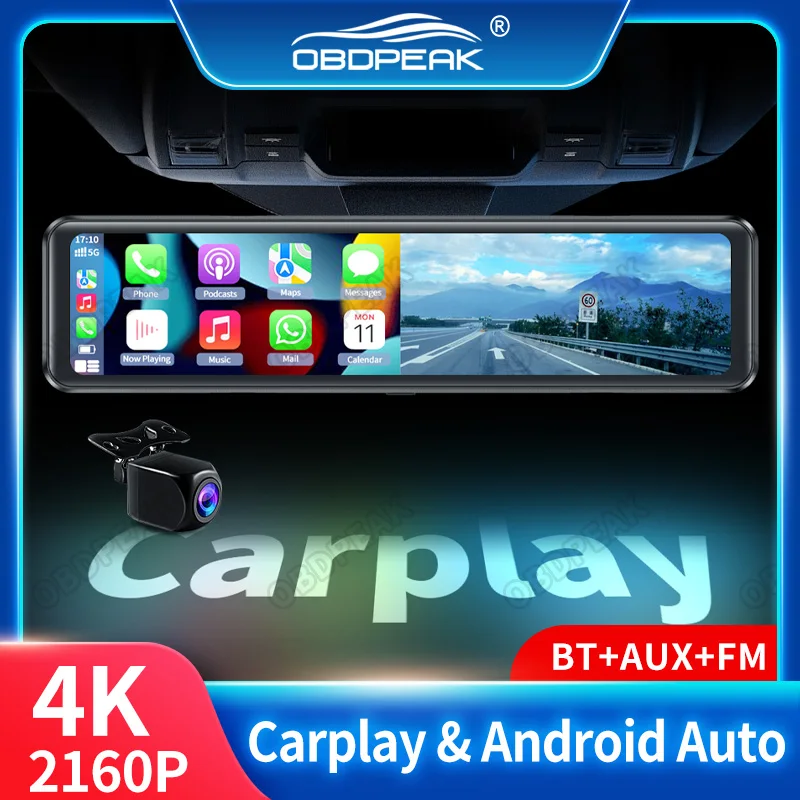 OBDPEAK 4K 2160P Car Dvr Carplay &Android Auto Rearview Mirror Dash Cam GPS Navigation Dual Lens WIFI AUX Drive Recorder BT 1080
OBDPEAK 4K 2160P Car Dvr Carplay &Android Auto Rearview Mirror Dash Cam GPS Navigation Dual Lens WIFI AUX Drive Recorder BT 1080