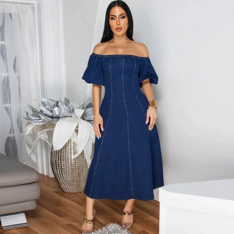 Denim Dress Women Dresses A Line Off Shoulder Puff Sleeve Vestidos Calf Length Elegant Work Splice Party Night Y2k Streetwear
Denim Dress Women Dresses A Line Off Shoulder Puff Sleeve Vestidos Calf Length Elegant Work Splice Party Night Y2k Streetwear
