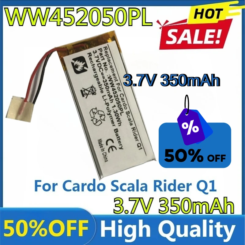 For Cardo Scala Rider Q1,Q3,FM,Q-Solo Headset New High Quality Replaceable 350mAh WW452050PL WW452050PL_C Battery
For Cardo Scala Rider Q1,Q3,FM,Q-Solo Headset New High Quality Replaceable 350mAh WW452050PL WW452050PL_C Battery