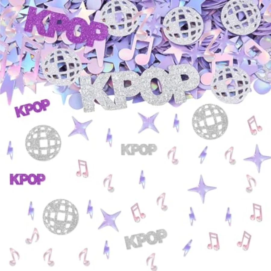580PCS Kpop Confetti, Glitter Kpop Themed Party Decorations Confetti, Kpop Party Favors, Microphone Disco Ball Design Confetti
580PCS Kpop Confetti, Glitter Kpop Themed Party Decorations Confetti, Kpop Party Favors, Microphone Disco Ball Design Confetti