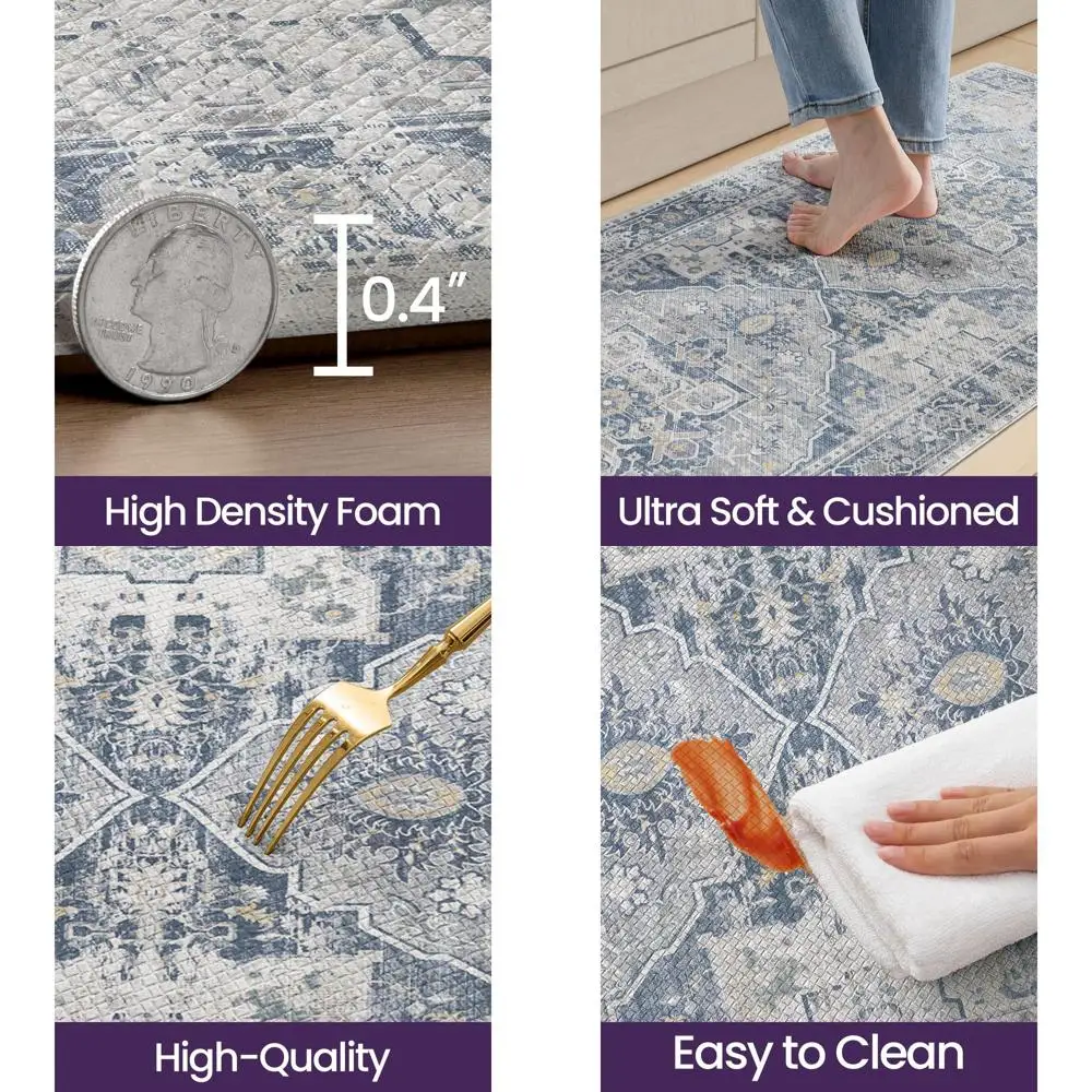 Large 23x59 Anti-Fatigue Kitchen Floor Mat, Vintage Cushioned Rug, Waterproof Memory Foam Padding, Light Grey & Blue for Comfort
Large 23x59 Anti-Fatigue Kitchen Floor Mat, Vintage Cushioned Rug, Waterproof Memory Foam Padding, Light Grey & Blue for Comfort
