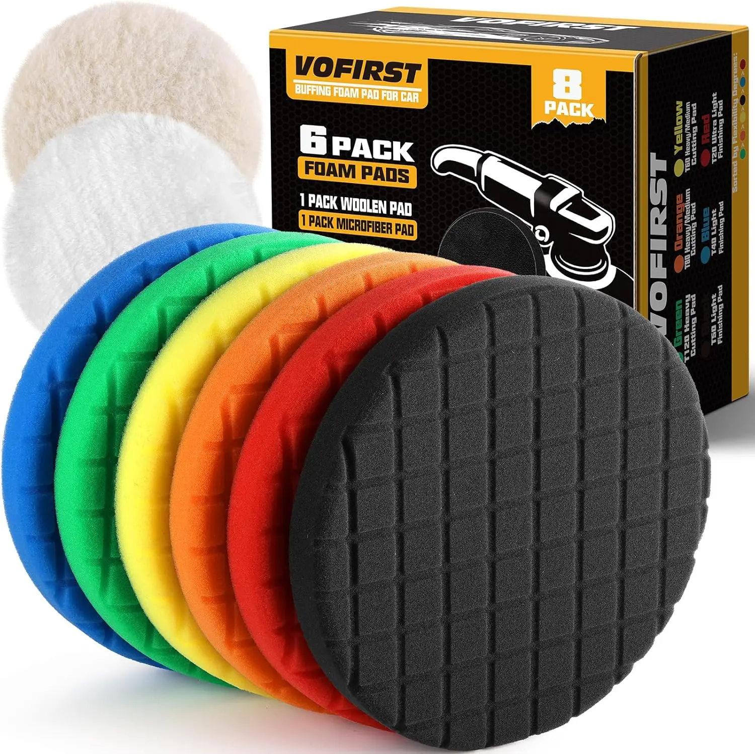 Buffing Polishing Pads 8Pcs 7.5 Inch 190mm for 7 Inch Backing Plate, Cutting Polishing Pad Kit for Car Buffer & Waxing
Buffing Polishing Pads 8Pcs 7.5 Inch 190mm for 7 Inch Backing Plate, Cutting Polishing Pad Kit for Car Buffer & Waxing