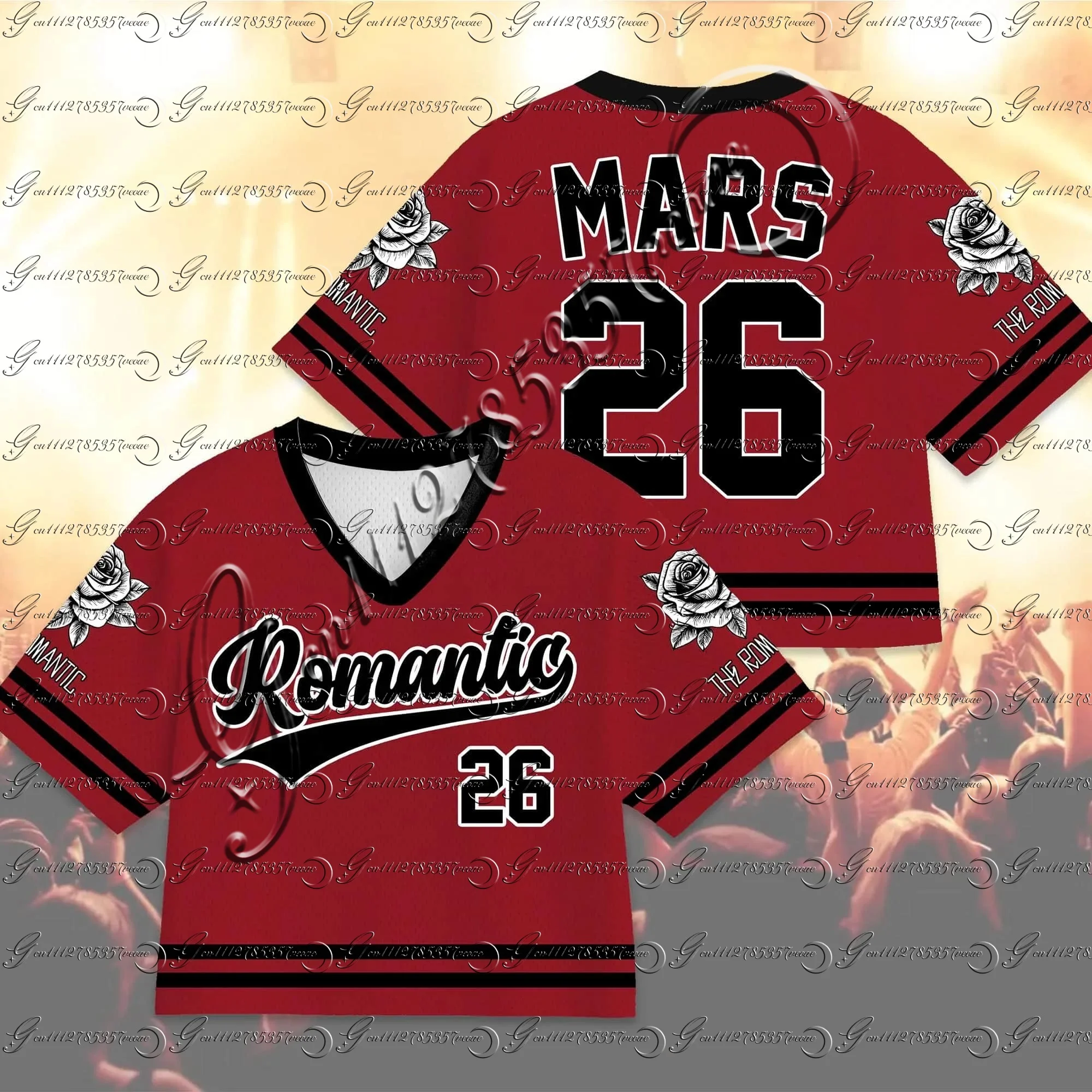 Bruno Mars Inspired 2026 Romantic Tour V-Neck Football Jersey Tee - Concert Outfit for Fans Kids & Adults
Bruno Mars Inspired 2026 Romantic Tour V-Neck Football Jersey Tee - Concert Outfit for Fans Kids & Adults