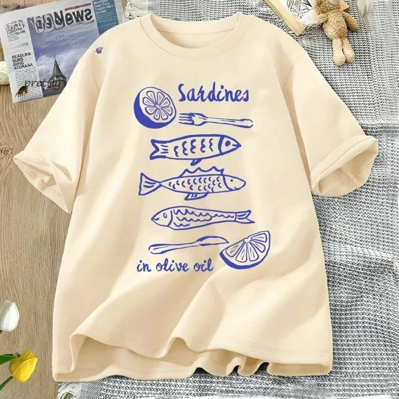 Sardines Fish T Shirt Ocean Style Vintage T-Shirt Italy Tshirt Summer Short Sleeve Round Neck Tee Shirt Top Women Clothing
Sardines Fish T Shirt Ocean Style Vintage T-Shirt Italy Tshirt Summer Short Sleeve Round Neck Tee Shirt Top Women Clothing