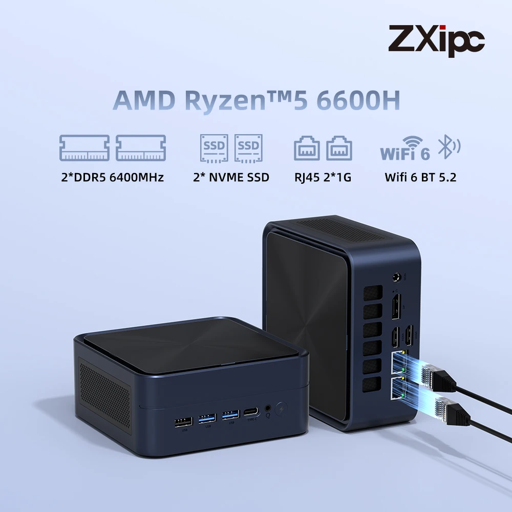 ZXIPC Mini PC AMD Ryzen 5 6600H DDR5 1TB M.2 SSD Desktop Computers Support 4K HDMI Display/WiFi6/USB3.2/Office
ZXIPC Mini PC AMD Ryzen 5 6600H DDR5 1TB M.2 SSD Desktop Computers Support 4K HDMI Display/WiFi6/USB3.2/Office