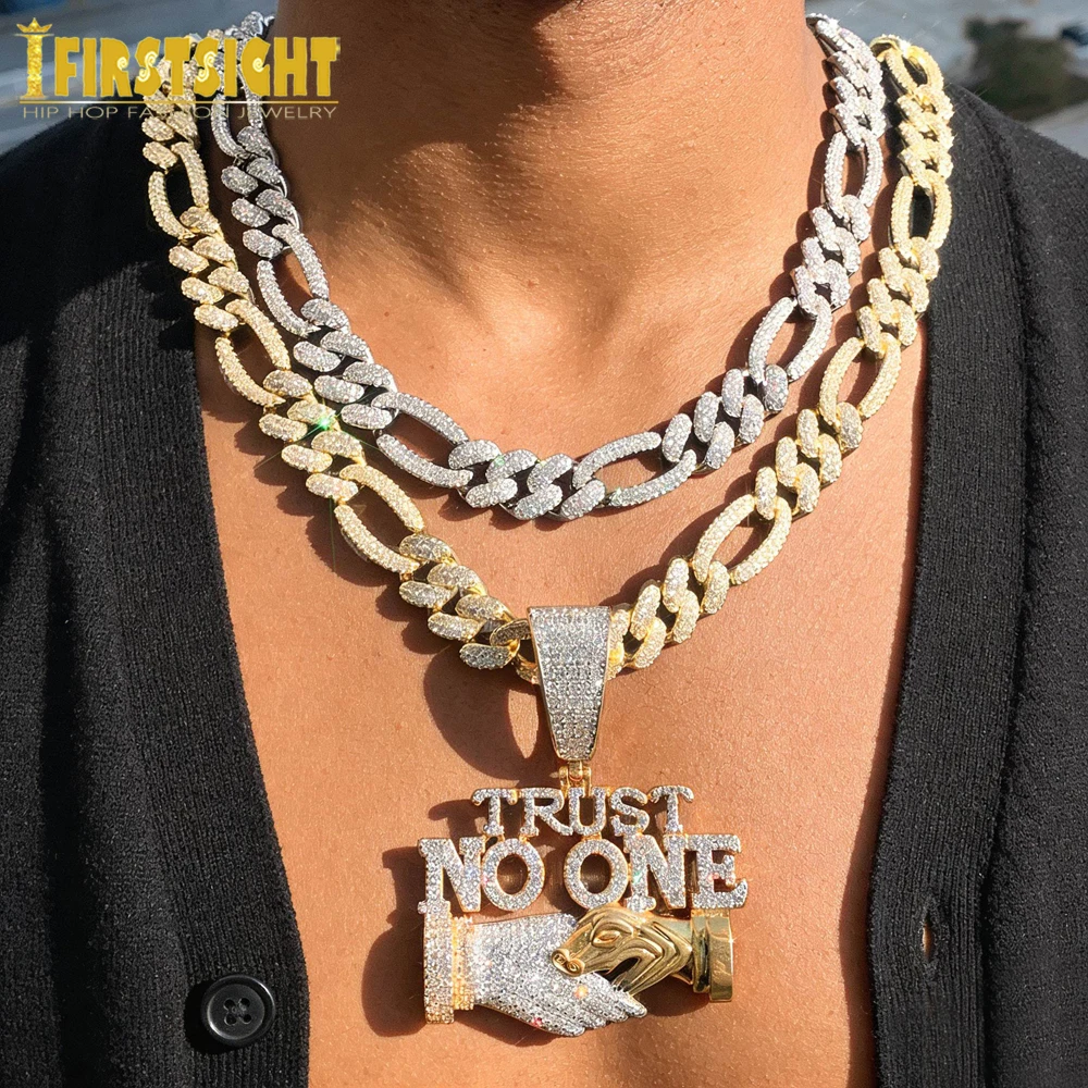 Iced Out Trust No One Pendant Necklaces Two Tone Color CZ Zircon Shake Hand Bling Letters Charm Men's Hip Hop Jewelry
Iced Out Trust No One Pendant Necklaces Two Tone Color CZ Zircon Shake Hand Bling Letters Charm Men's Hip Hop Jewelry
