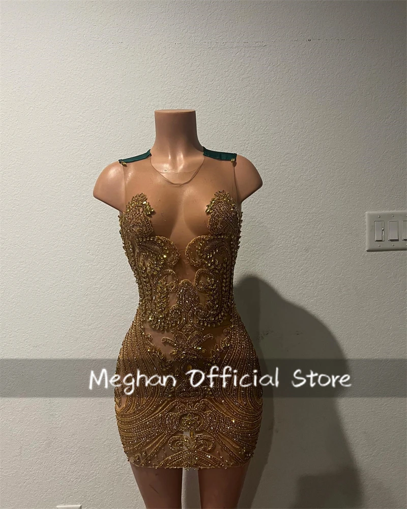 Gold O Neck Short Prom Dresses For Black Girls Bead Crystal Rhinestone 2025 Birthday Luxury Dress Graduation Gown Customized
Gold O Neck Short Prom Dresses For Black Girls Bead Crystal Rhinestone 2025 Birthday Luxury Dress Graduation Gown Customized