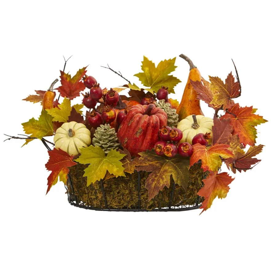 9" Pumpkin Gourd Berry and Maple Leaf Artificial Plant Multicolor
9" Pumpkin Gourd Berry and Maple Leaf Artificial Plant Multicolor