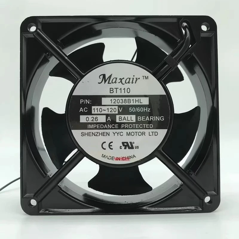 A+for MAXAIR BT110 12038B1HL AC110V-120V 0.26A 12038 12CM Cooling Fan
A+for MAXAIR BT110 12038B1HL AC110V-120V 0.26A 12038 12CM Cooling Fan