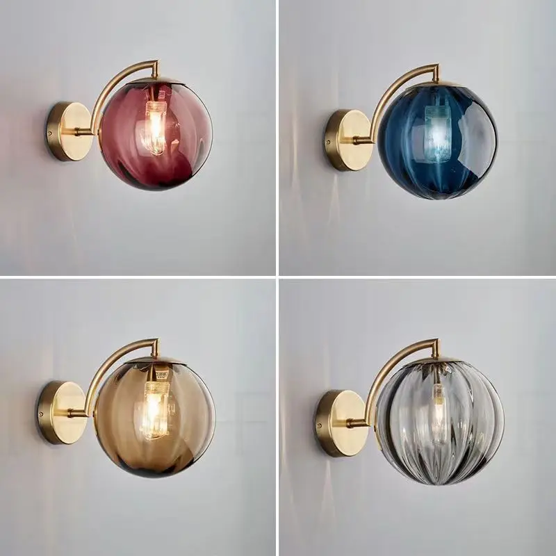 Nordic color ball glass wall lamp modern simple room bedside E14 Wall Lamp Retro lamp gift LED bulb
Nordic color ball glass wall lamp modern simple room bedside E14 Wall Lamp Retro lamp gift LED bulb
