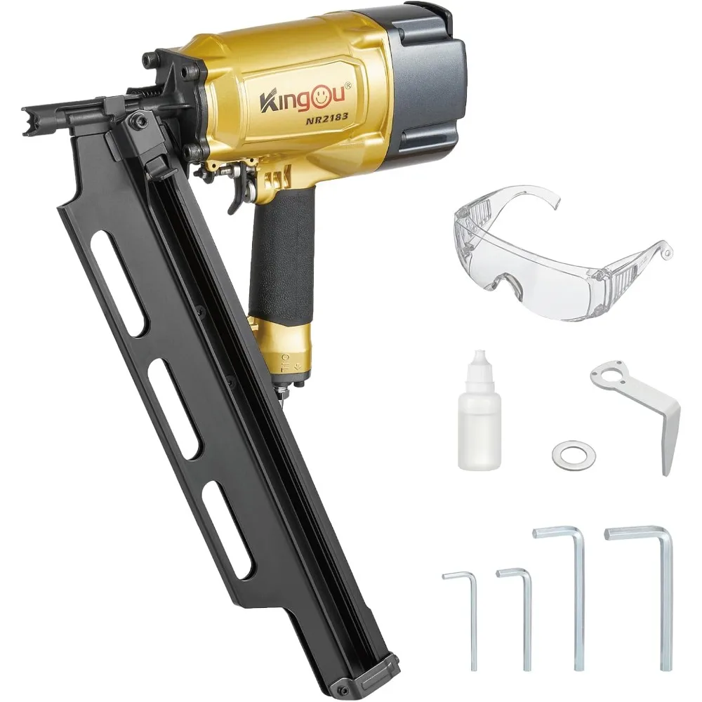 KingOu NR2183 21 Degree Aluminum Magazine, Pneumatic Framing nail gun, 2-Inch up to 3-1/4-Inch Plastic Collated Full Head Framin
KingOu NR2183 21 Degree Aluminum Magazine, Pneumatic Framing nail gun, 2-Inch up to 3-1/4-Inch Plastic Collated Full Head Framin