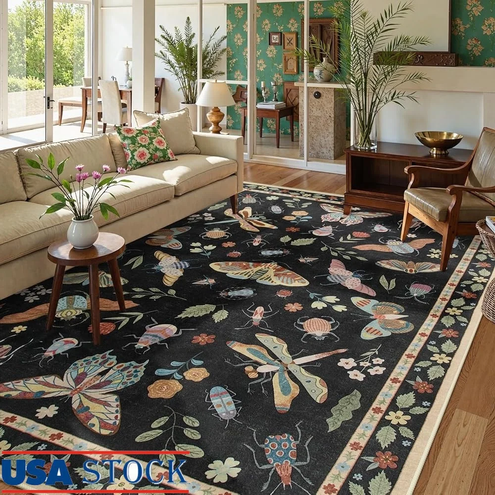 Soft Washable 5x7 Area Rug Non Slip Ultra Thin Stain Resistant Carpet Living Room Bedroom Kids Pets Friendly Insect Design
Soft Washable 5x7 Area Rug Non Slip Ultra Thin Stain Resistant Carpet Living Room Bedroom Kids Pets Friendly Insect Design