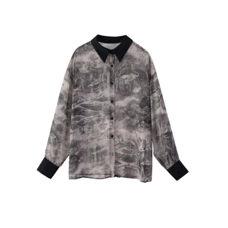 Summer Vintage Ink Painting Shirts Women Polo Street Long Sleeve Loose Casual Shirt
Summer Vintage Ink Painting Shirts Women Polo Street Long Sleeve Loose Casual Shirt