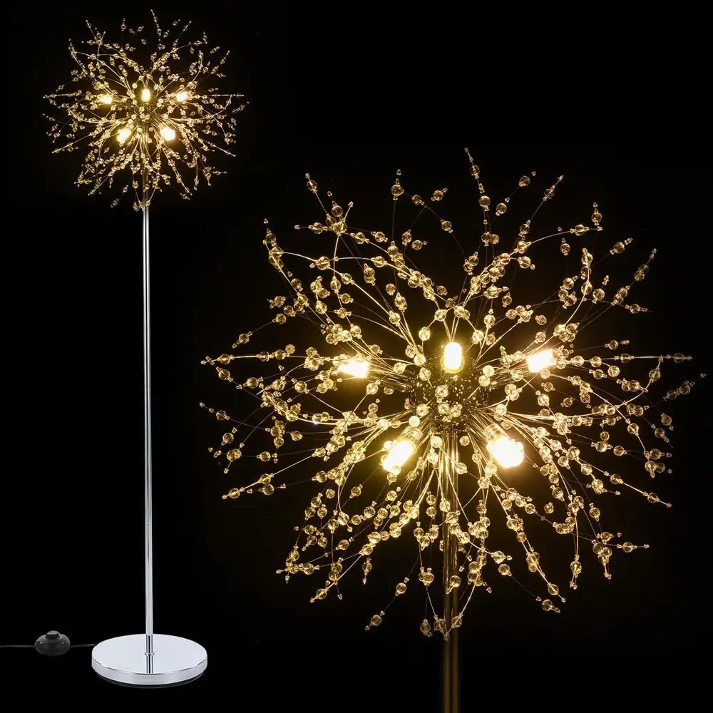 63 Crystal Floor Lamp with Acrylic Crystals, Metal Pole, Foot Switch for Living Room, Bedroom, Office, 8 G9 Bulbs Required (Silv
63 Crystal Floor Lamp with Acrylic Crystals, Metal Pole, Foot Switch for Living Room, Bedroom, Office, 8 G9 Bulbs Required (Silv