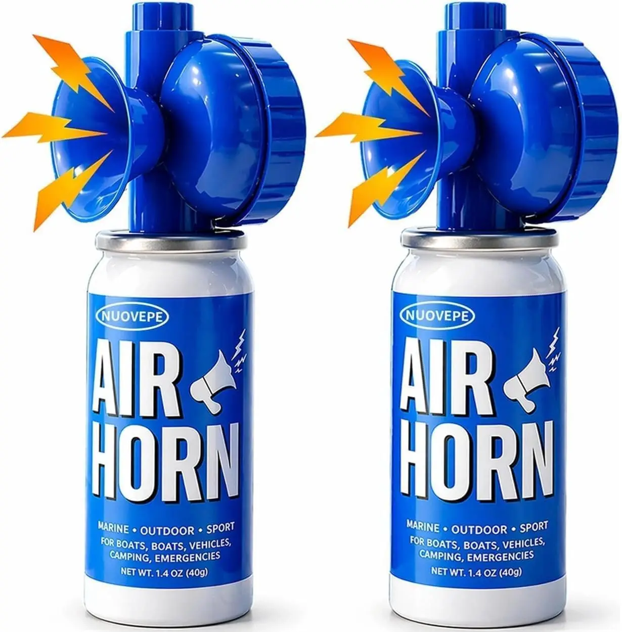 Air Horns 2 Pack 1.4oz Each, 120 dB Loud Boat Horn Heard 1/2 Mile, Bear Deterrent for Safety (Blue)
Air Horns 2 Pack 1.4oz Each, 120 dB Loud Boat Horn Heard 1/2 Mile, Bear Deterrent for Safety (Blue)