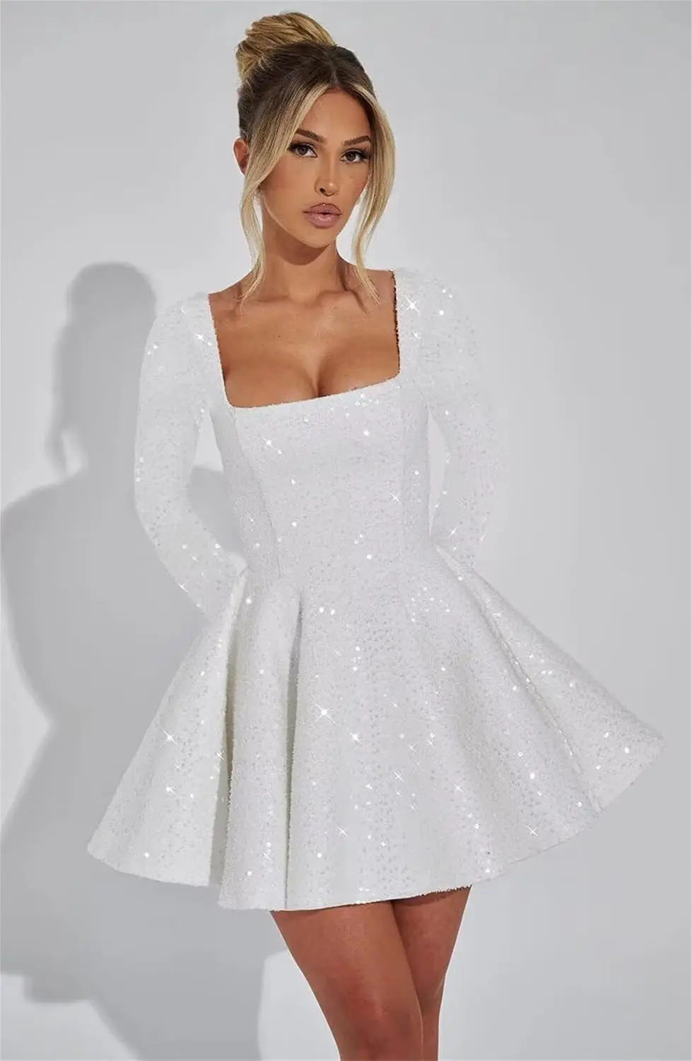 Sexy Long Sleeve Short Prom Dresses Sparkly Sequin Wedding Party Dress Homecoming Cocktail Mini Gowns with Bow Graduation Dress
Sexy Long Sleeve Short Prom Dresses Sparkly Sequin Wedding Party Dress Homecoming Cocktail Mini Gowns with Bow Graduation Dress