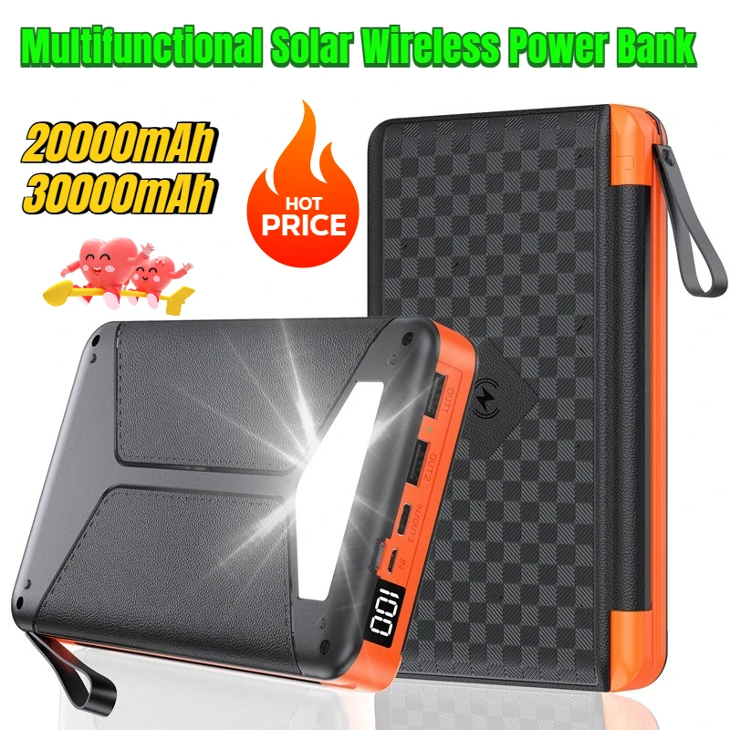 30000mAh Multifunctional Solar Wireless Power Bank with Large Capacity Multi Piece Folding and Portable Mobile Power Supply
30000mAh Multifunctional Solar Wireless Power Bank with Large Capacity Multi Piece Folding and Portable Mobile Power Supply