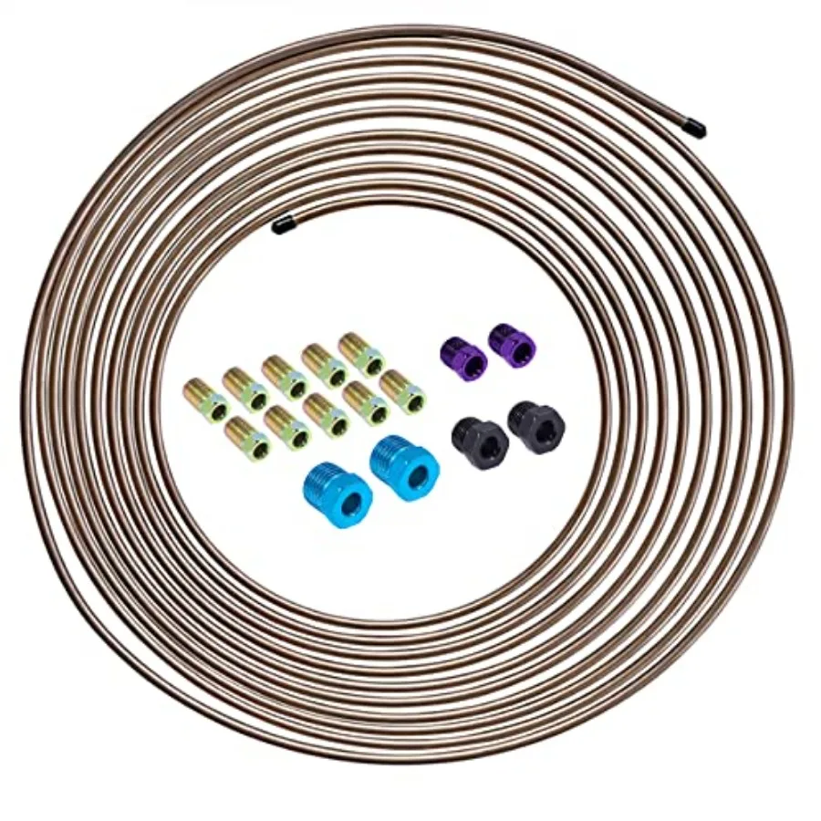 25 Feet 1/4 Genuine Copper-Nickel Alloy Brake Line Kit Complete Replacement Brake or Fuel Tubing Includes 16 Fittings,Easy to h
25 Feet 1/4 Genuine Copper-Nickel Alloy Brake Line Kit Complete Replacement Brake or Fuel Tubing Includes 16 Fittings,Easy to h