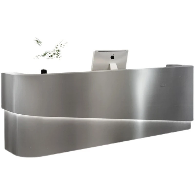 curved front desk, simple and modern stainless steel bar, light luxury clothing store cashier, barber shop beauty salon
curved front desk, simple and modern stainless steel bar, light luxury clothing store cashier, barber shop beauty salon