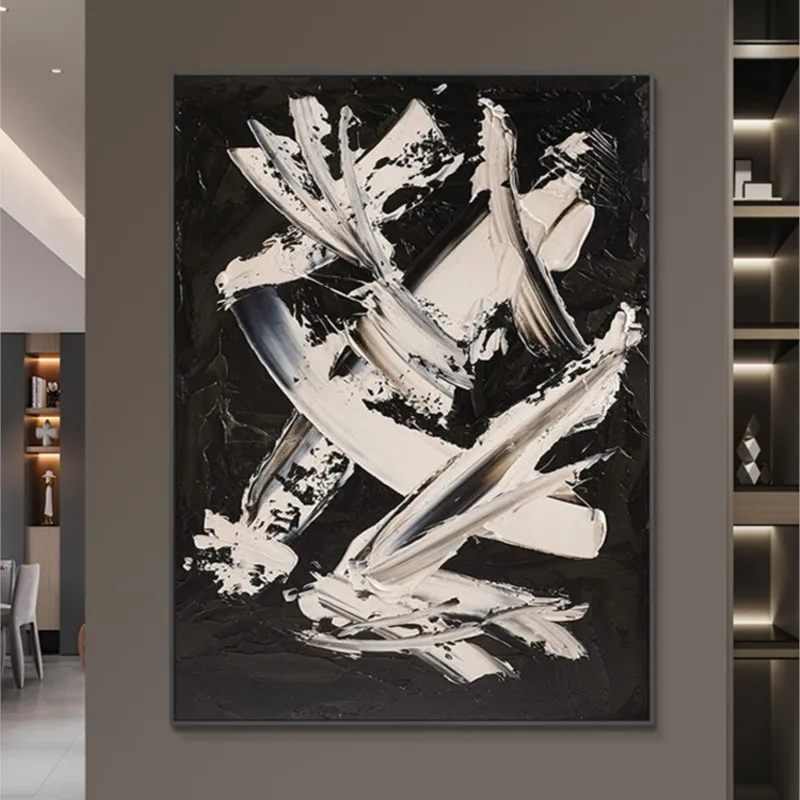Handmade Painting Abstract Black and White Art Decorative Modern Minimalist Living Room Wall
Handmade Painting Abstract Black and White Art Decorative Modern Minimalist Living Room Wall