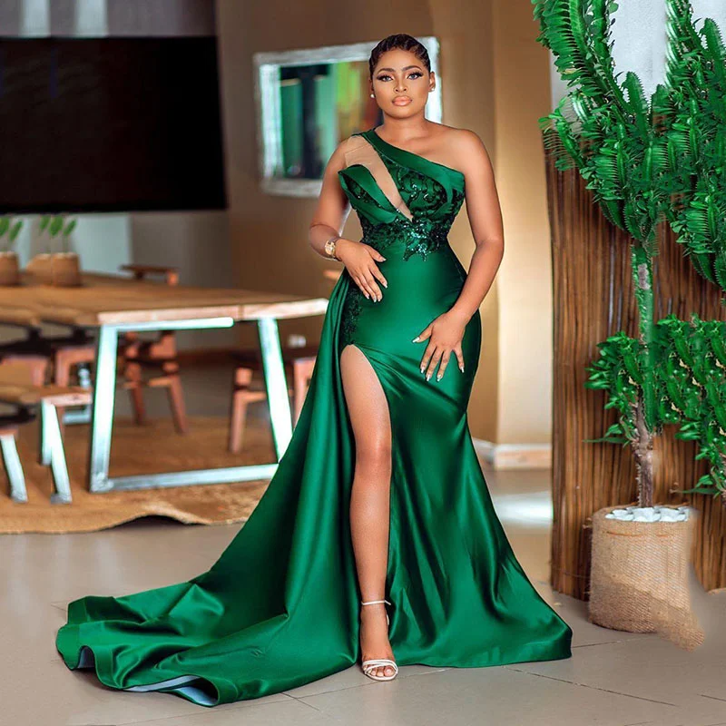 Green Satin Mermaid Evening Dress Sleeveless Sequins Off Shoulder Sexy Side Split Plus Size Prom Dresses 2023 فساتين السهرة
Green Satin Mermaid Evening Dress Sleeveless Sequins Off Shoulder Sexy Side Split Plus Size Prom Dresses 2023 فساتين السهرة