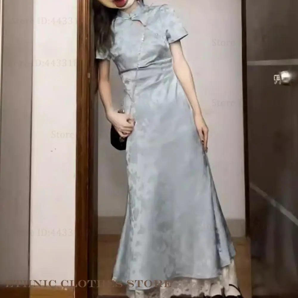 New Chinese Style Improve Qipao Women Dress Elegant Jacquard Long Cheongsam Sexy Slim Mermaid Maxi Dress Classic Satin Vestidos
New Chinese Style Improve Qipao Women Dress Elegant Jacquard Long Cheongsam Sexy Slim Mermaid Maxi Dress Classic Satin Vestidos