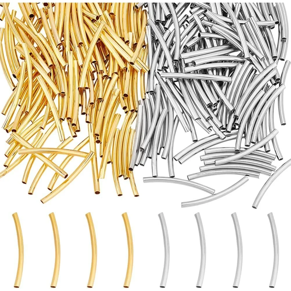 300Pcs 2 Colors Curved Tube Beads Metal Spacer Beads Curved Metal Noodle 25mm Long Tube Golden making kit
300Pcs 2 Colors Curved Tube Beads Metal Spacer Beads Curved Metal Noodle 25mm Long Tube Golden making kit