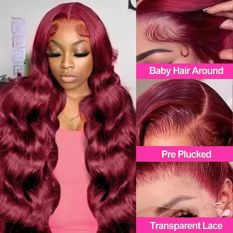 200 Density Burgundy Body Wave Front Human Hair Wigs 36 Inches 13X6 HD Lace 99j Colored Frontal Wig For Women
200 Density Burgundy Body Wave Front Human Hair Wigs 36 Inches 13X6 HD Lace 99j Colored Frontal Wig For Women