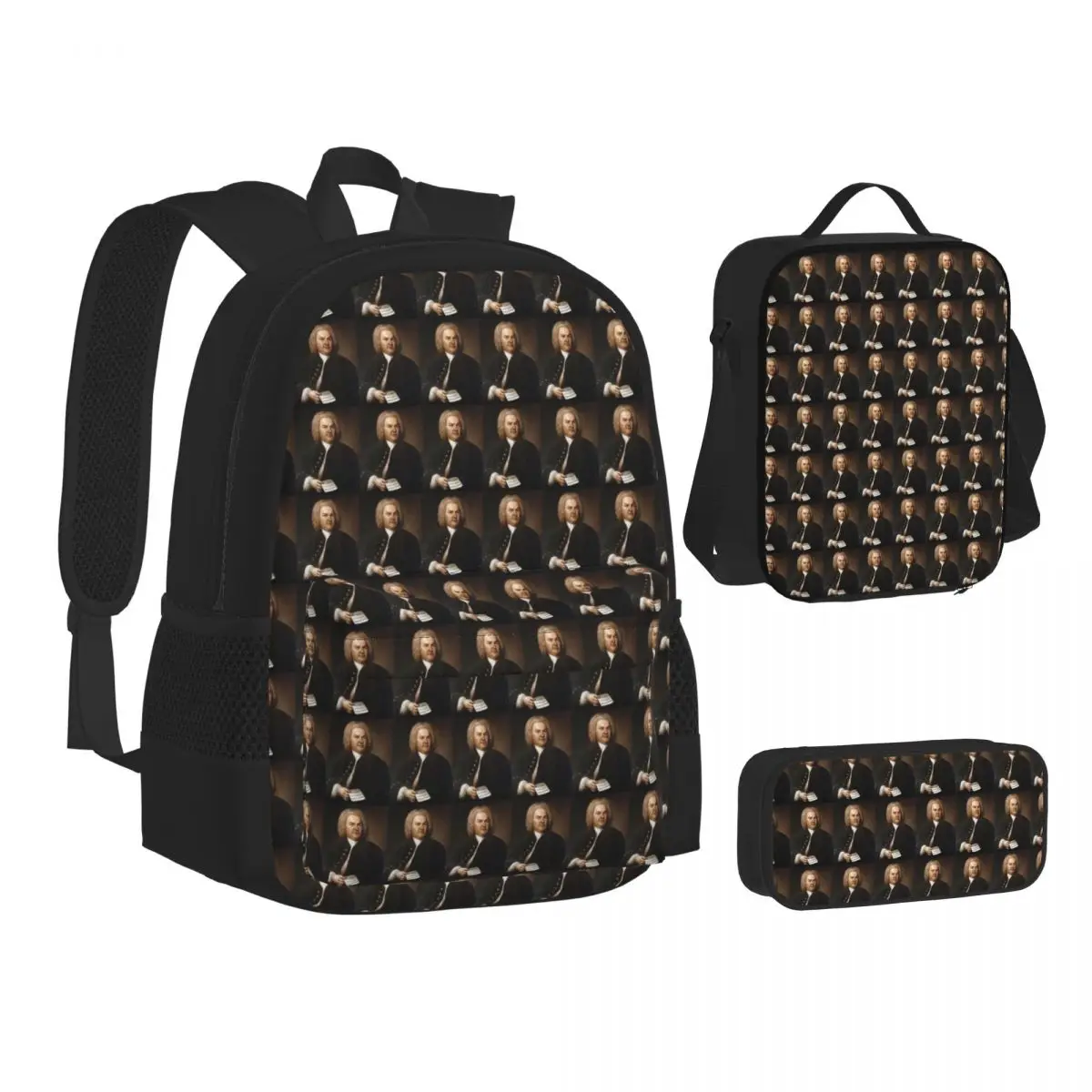 Johann Sebastian Bach, German Composer Backpacks Students School Bags Kids Rucksack Lunch Bag Pen Bag Three-Piece Set
Johann Sebastian Bach, German Composer Backpacks Students School Bags Kids Rucksack Lunch Bag Pen Bag Three-Piece Set