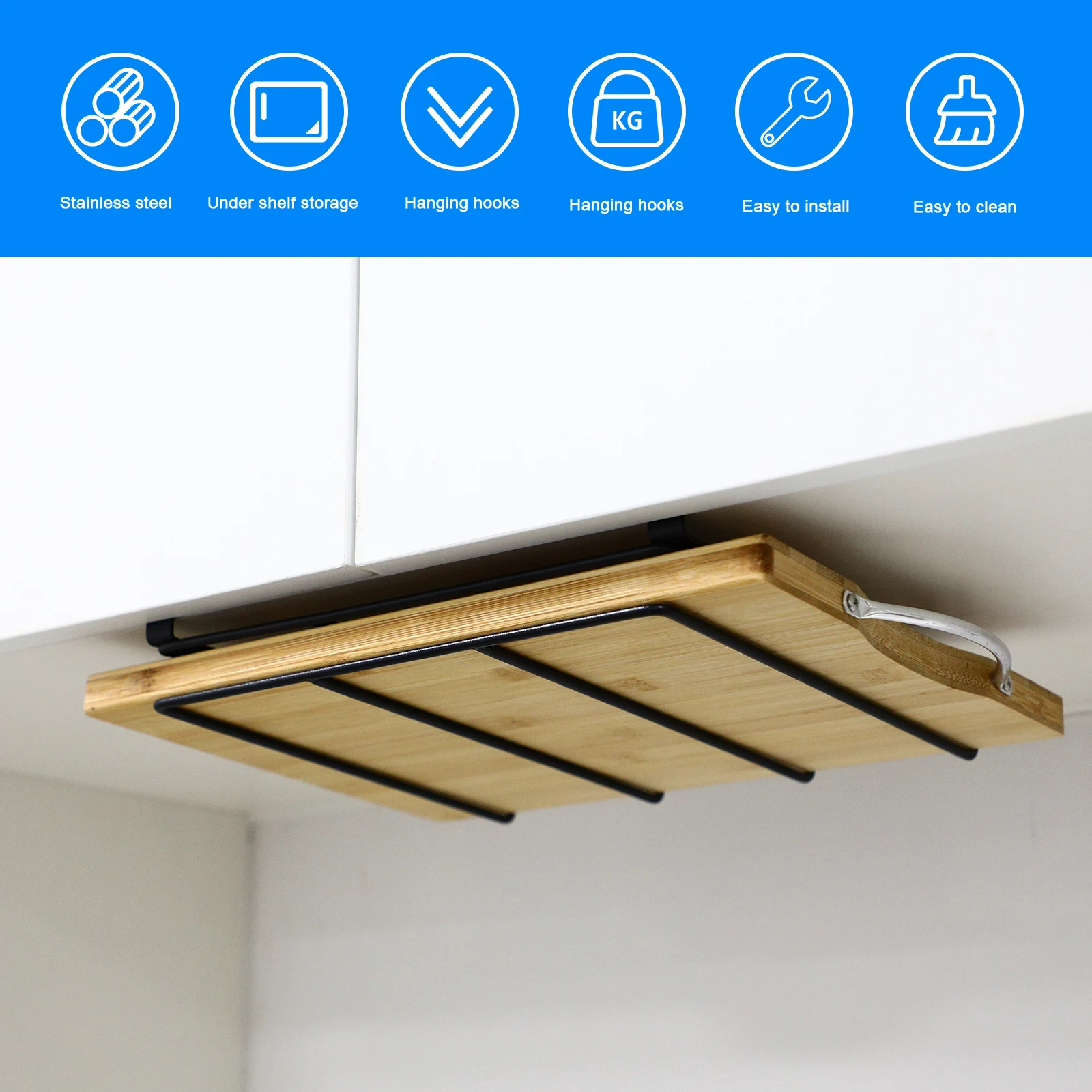Stainless Steel Cutting Board Holder Kitchen Rack Mug Hanger Under Shelf ganizer Storage Tool Cabinet Paper Towel Holder
Stainless Steel Cutting Board Holder Kitchen Rack Mug Hanger Under Shelf ganizer Storage Tool Cabinet Paper Towel Holder