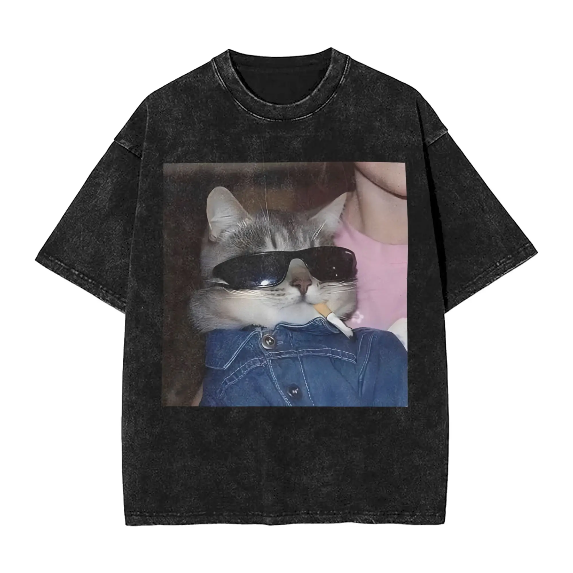 Мужские футболки с забавным курящим котом и мемом, винтажные футболки с короткими рукавами и круглым вырезом, одежда из 100% хлопка, подарок на день рождения 
Мужские футболки с забавным курящим котом и мемом, винтажные футболки с короткими рукавами и круглым вырезом, одежда из 100% хлопка, подарок на день рождения