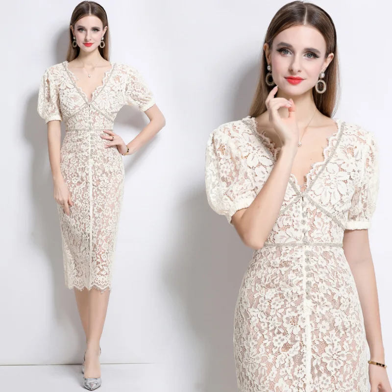 Women Temperament V-neck Short-sleeved Lace Waist Slim Dress Suspenders
Women Temperament V-neck Short-sleeved Lace Waist Slim Dress Suspenders