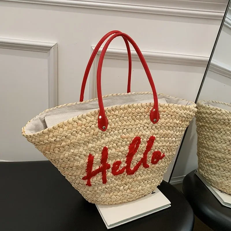 Women's Large Capacity Shoulder Bag Summer Straw Woven Basket Handbag Fashion Female Luxury Designer Beach Bag Bali Shopper Tote
Women's Large Capacity Shoulder Bag Summer Straw Woven Basket Handbag Fashion Female Luxury Designer Beach Bag Bali Shopper Tote