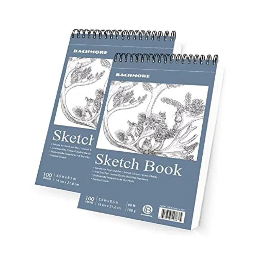 Bachmore Sketchpad 5.5X8.5 Inch 68lb/100g,100 Sheets of Spiral Bound Sketch Book for Artist Pro and Amateurs Marker Art, Colore
Bachmore Sketchpad 5.5X8.5 Inch 68lb/100g,100 Sheets of Spiral Bound Sketch Book for Artist Pro and Amateurs Marker Art, Colore