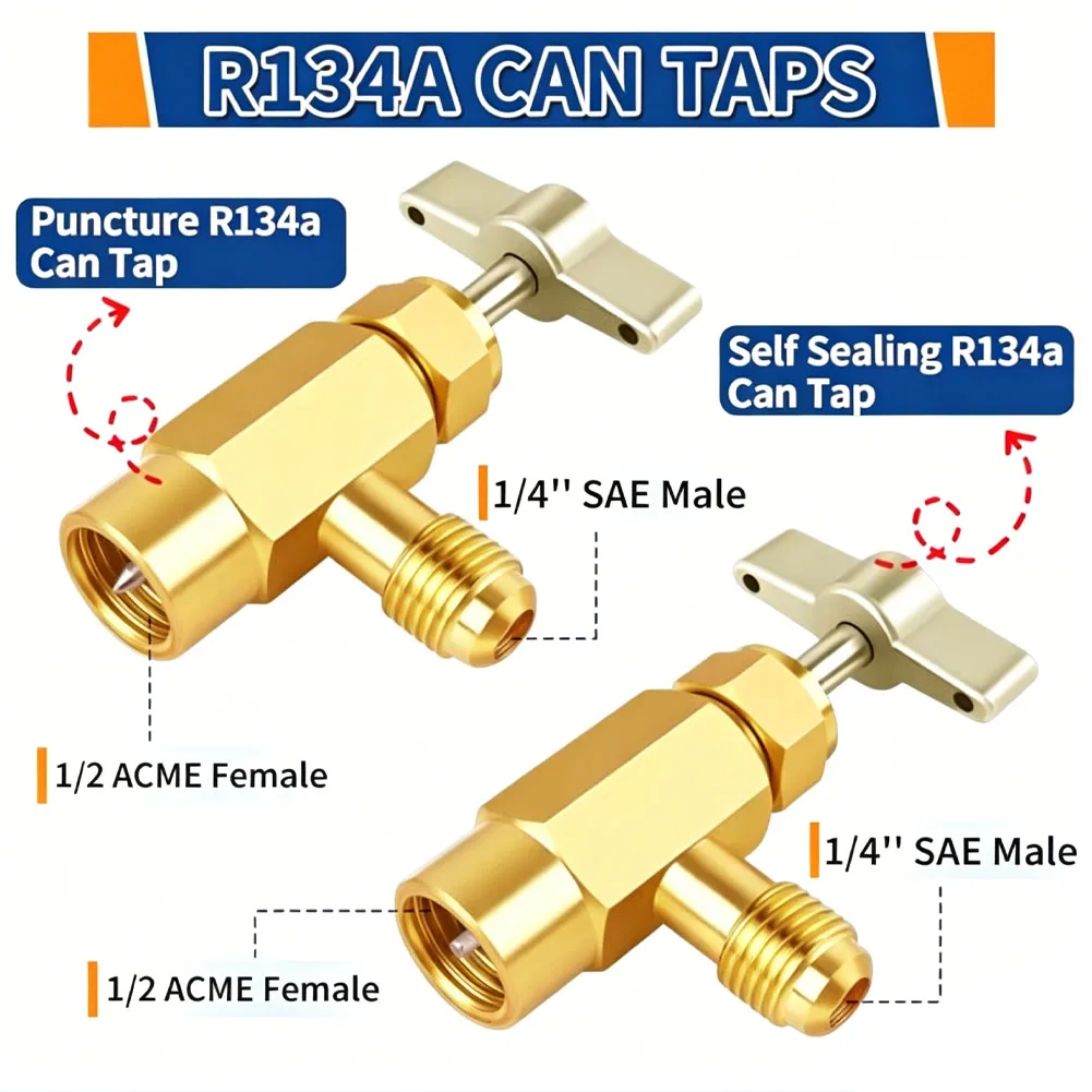 Brass For R134a AC Service Adapter Kit Vacuum Rated Valve Core Remover High Low Pressure Adjustable Couplers and Dual Can Taps
Brass For R134a AC Service Adapter Kit Vacuum Rated Valve Core Remover High Low Pressure Adjustable Couplers and Dual Can Taps