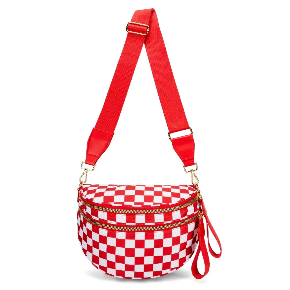 Pure Colour Crossbody Bum Bags for Women Spacious Checkered Cross body Bag Nylon Trendy Fanny Pack for Travel
Pure Colour Crossbody Bum Bags for Women Spacious Checkered Cross body Bag Nylon Trendy Fanny Pack for Travel