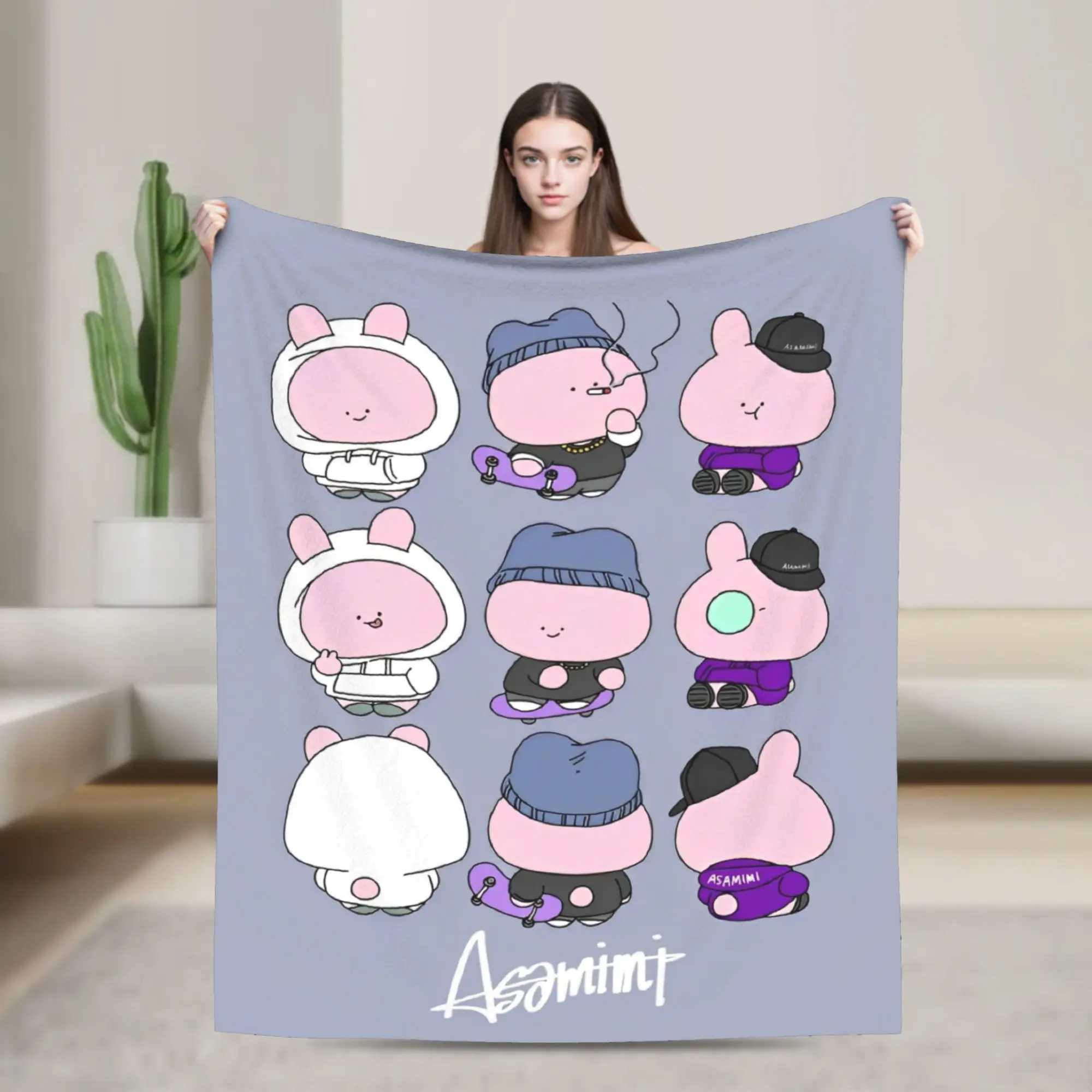 Милые одеяла Asamimichaan с кроликом Asamimi, фланелевые текстильные декорации, дышащее легкое тонкое одеяло, коврик, кусок
Милые одеяла Asamimichaan с кроликом Asamimi, фланелевые текстильные декорации, дышащее легкое тонкое одеяло, коврик, кусок