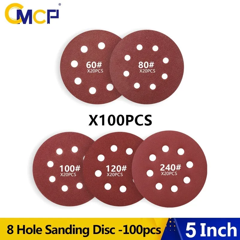 CMCP 8 Hole Sandpaper Pad Set 100pcs 125mm 5 inch Hook Loop Sanding Disc 60-240 Grits Sander Polishing Disc Abrasive Tool
CMCP 8 Hole Sandpaper Pad Set 100pcs 125mm 5 inch Hook Loop Sanding Disc 60-240 Grits Sander Polishing Disc Abrasive Tool