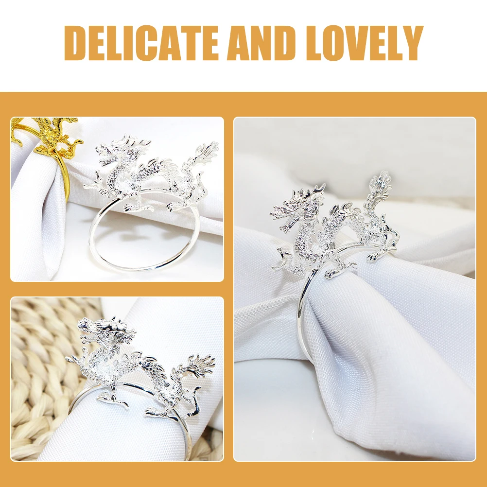 6 Pcs Chinese Dragon Napkin Ring Metal Rings Clasp Table Holder Holders for Dining Decorative
6 Pcs Chinese Dragon Napkin Ring Metal Rings Clasp Table Holder Holders for Dining Decorative