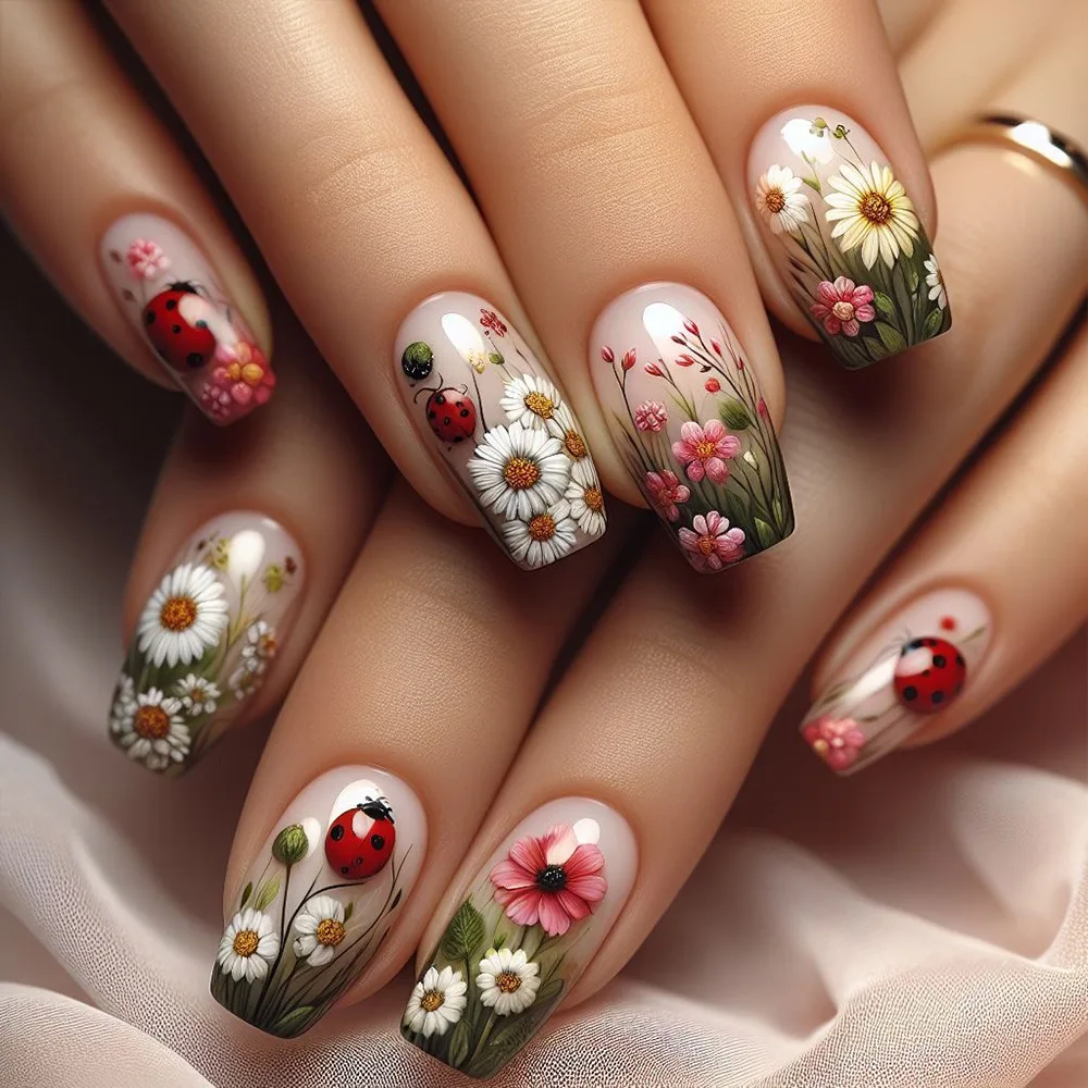 2026 New Minimalist Spring Daisy Oil Painting Nail Art Patchwork, Ladybug False Nail Stickers
2026 New Minimalist Spring Daisy Oil Painting Nail Art Patchwork, Ladybug False Nail Stickers