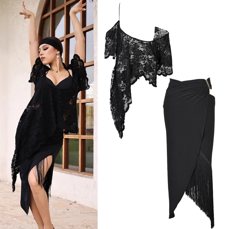 Одежда для соревнований по латинским танцам 2024, женская сексуальная нерегулярная кружевная майка, топ с кисточками и разрезом, юбка, костюм для взрослых, одежда для латинских танцев
Одежда для соревнований по латинским танцам 2024, женская сексуальная нерегулярная кружевная майка, топ с кисточками и разрезом, юбка, костюм для взрослых, одежда для латинских танцев